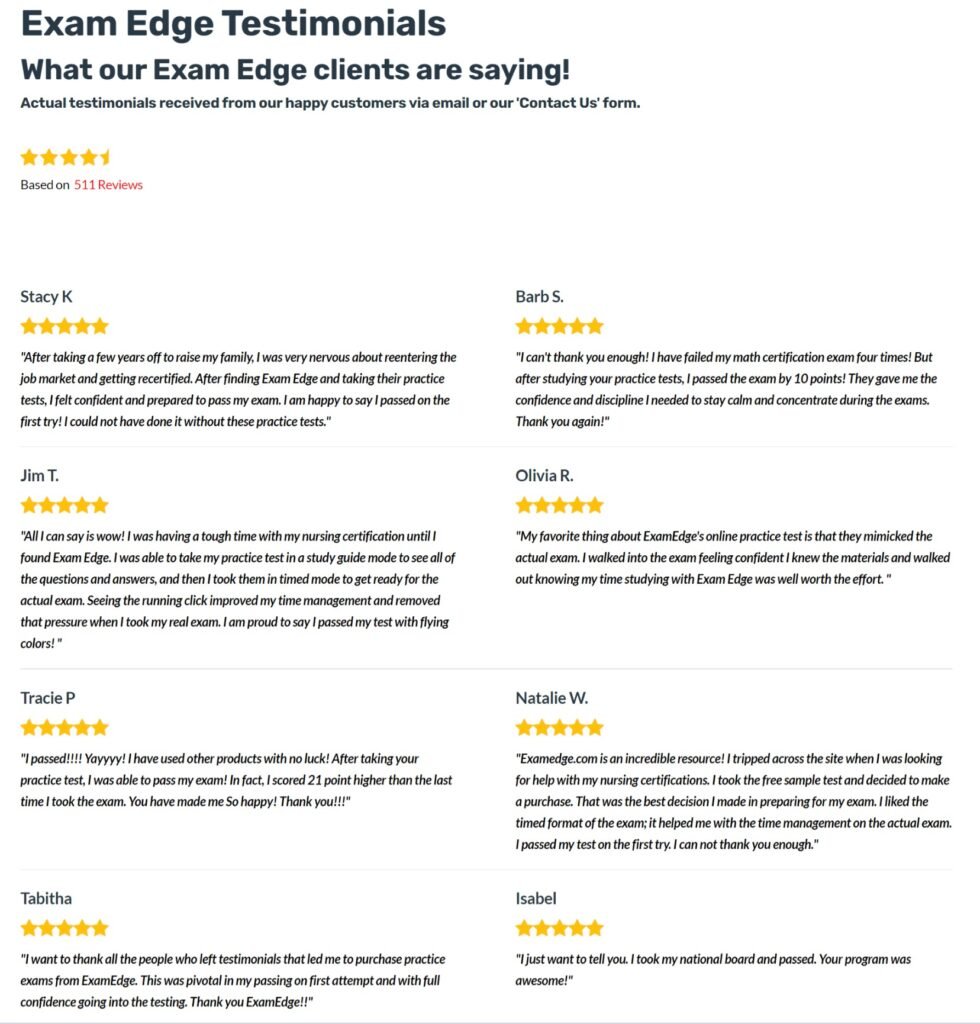 ExamEdge Testimonials