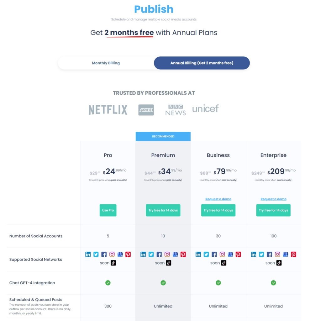 Circleboom Publish plans