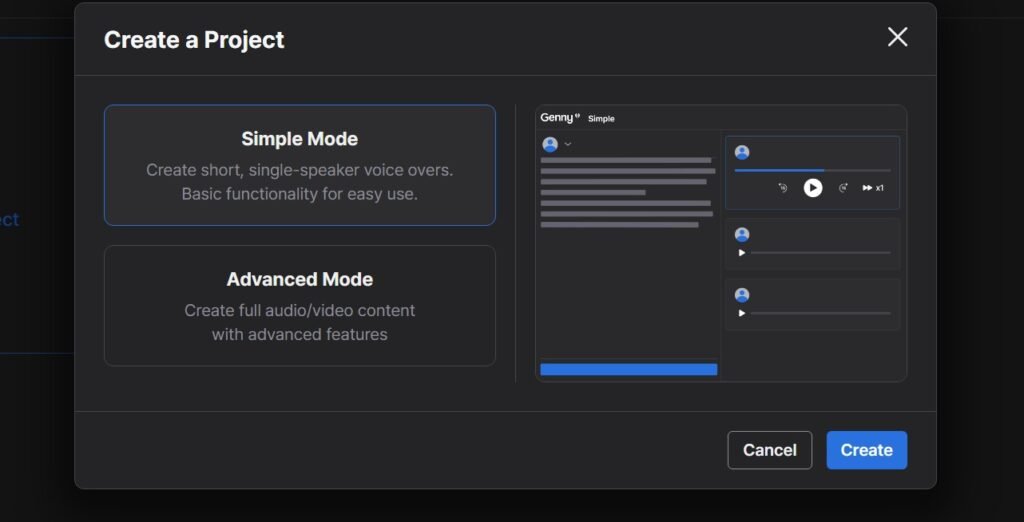 Lovo.ai easy design for non-technical users. It shows how it is simple to generate simple format just by click on some few clicks