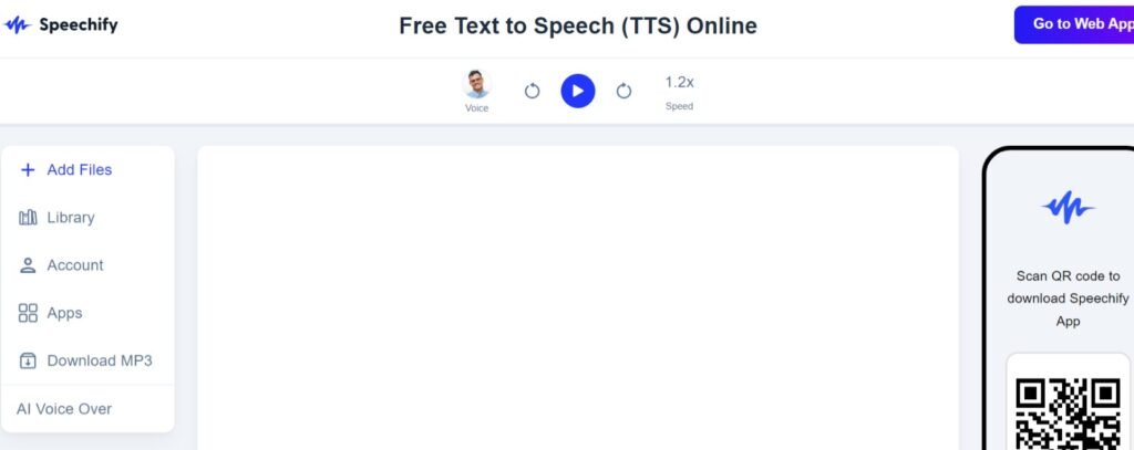 Speechify Text To Speech platform. It shows how simple it is to put a text or a script and it will turn in a Speech.