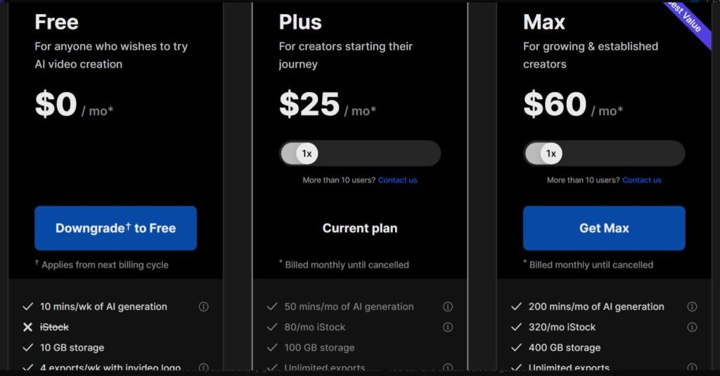 Invideo Pricing